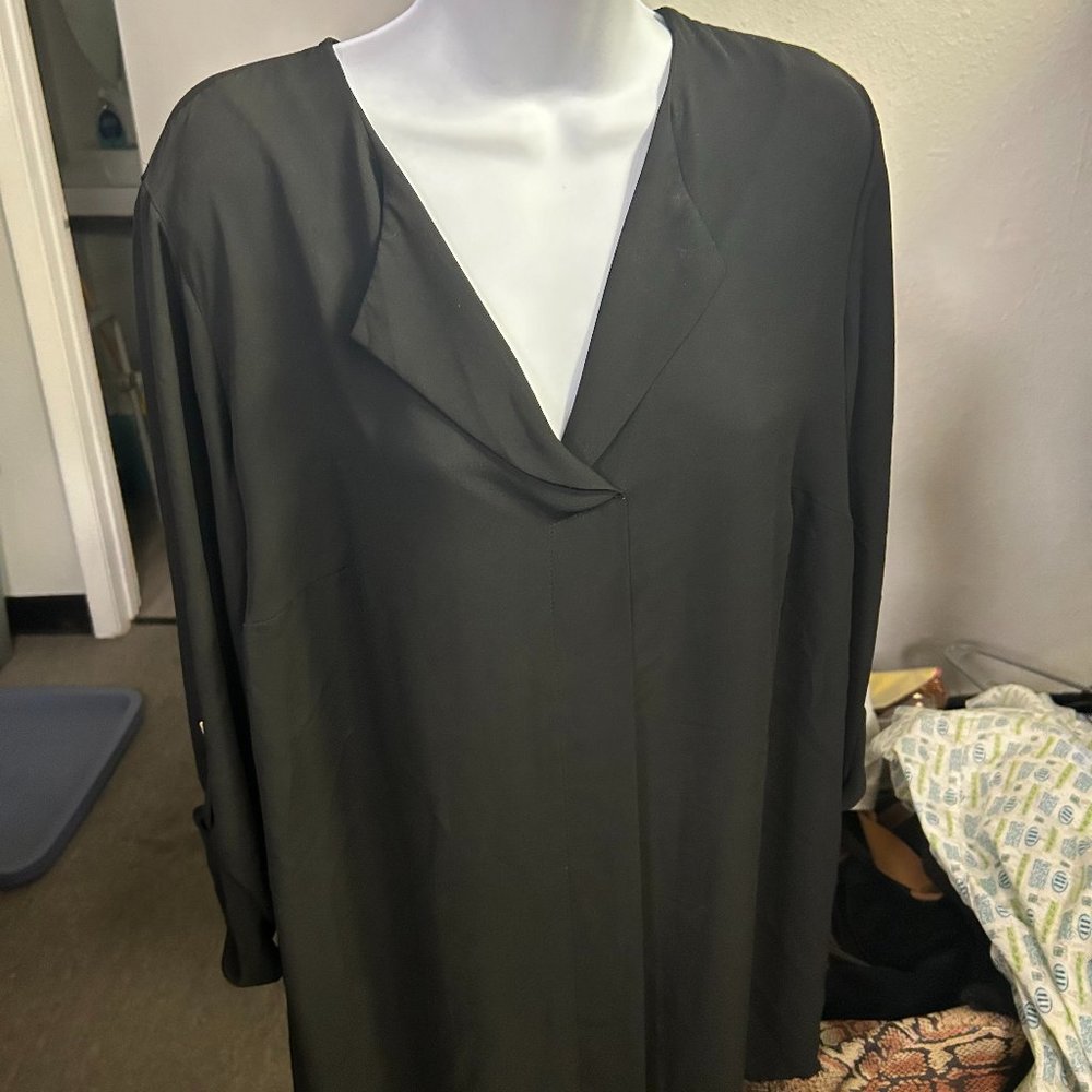 Black silky long-sleeved shirt